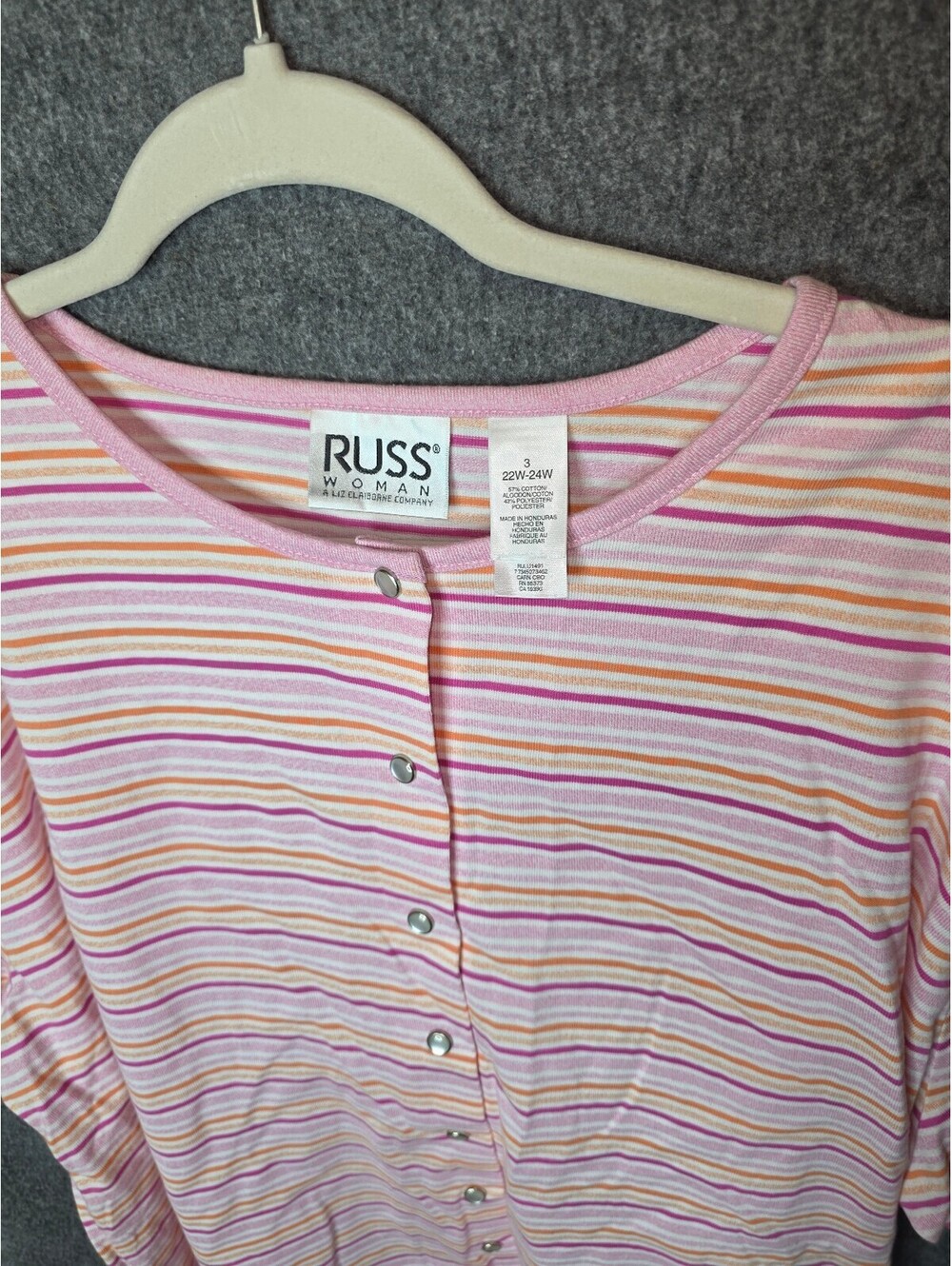 Russ Woman Pink Striped Button-Up Shirt Size 22/24